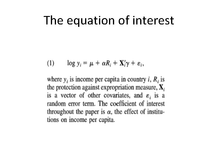 The equation of interest 