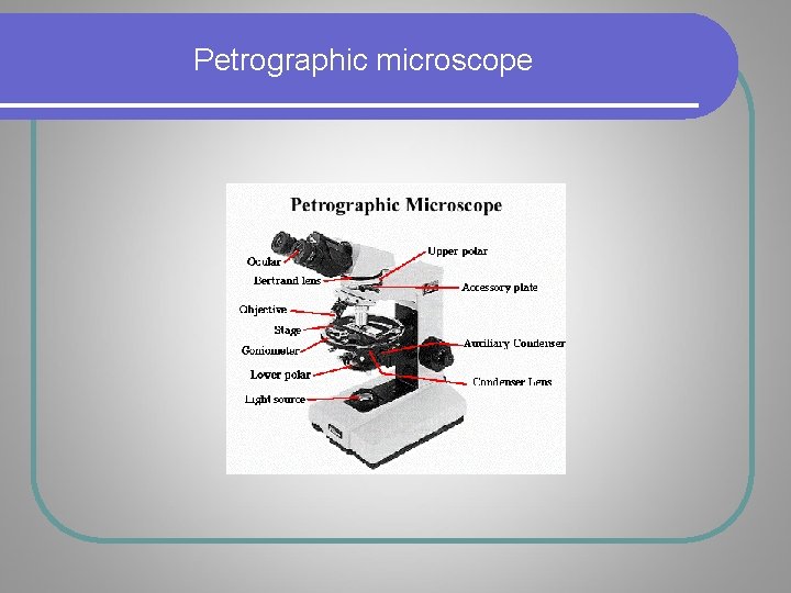 Petrographic microscope Petrographic microscope
