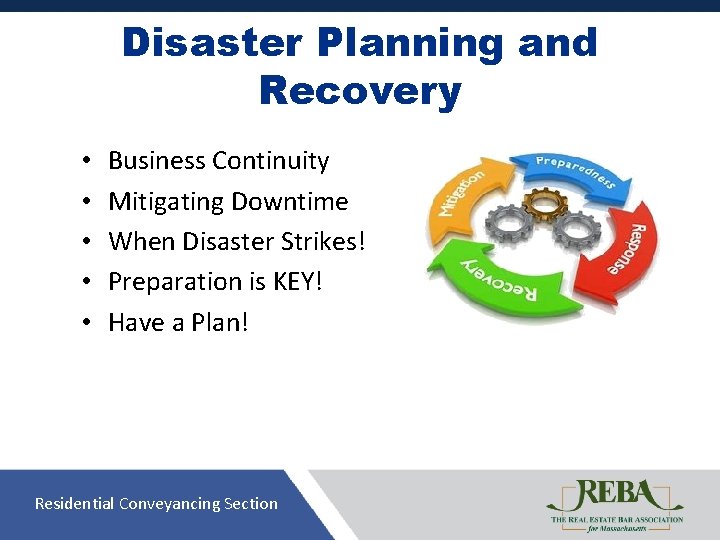 Disaster Planning and Recovery • • • Business Continuity Mitigating Downtime When Disaster Strikes!