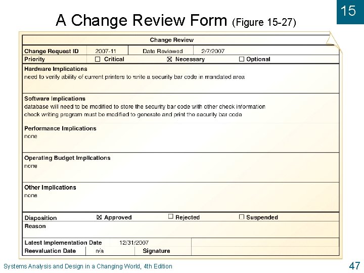 A Change Review Form (Figure 15 -27) Systems Analysis and Design in a Changing