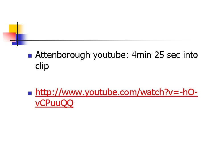 n Attenborough youtube: 4 min 25 sec into clip n http: //www. youtube. com/watch?