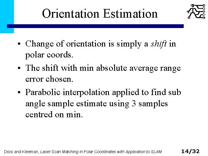 Orientation Estimation • Change of orientation is simply a shift in polar coords. •