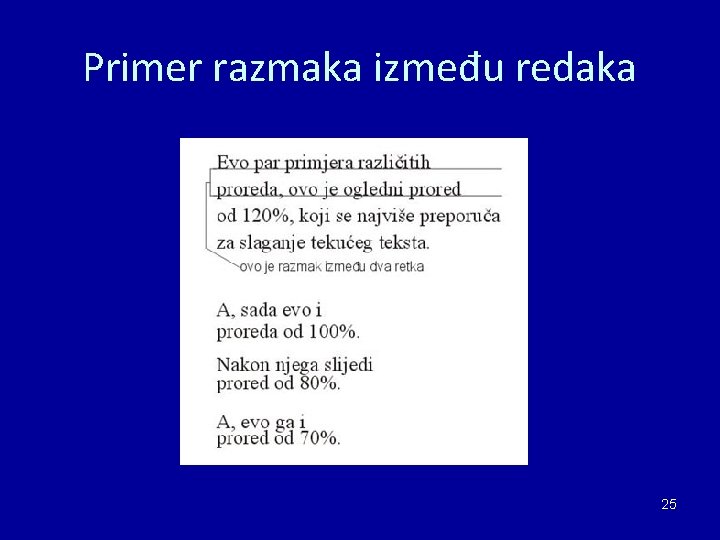 Primer razmaka između redaka 25 