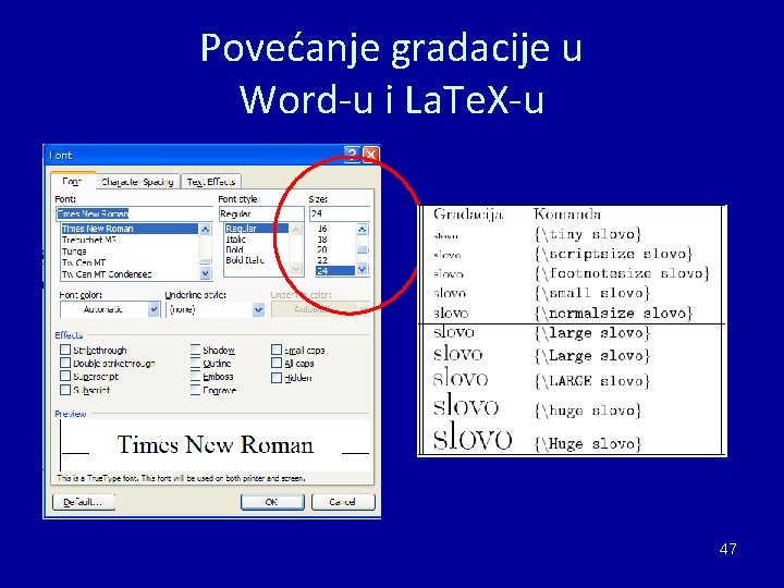 Povećanje gradacije u Word-u i La. Te. X-u 47 