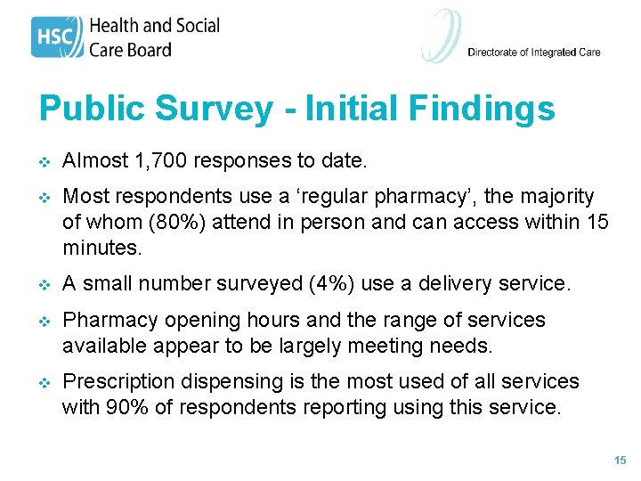 Public Survey - Initial Findings v Almost 1, 700 responses to date. v Most