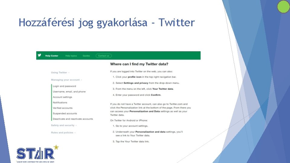 Hozzáférési jog gyakorlása - Twitter 