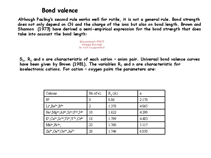 Bond valence Although Pauling‘s second rule works well for rutile, it is not a