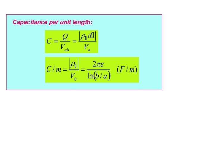 Capacitance per unit length: 