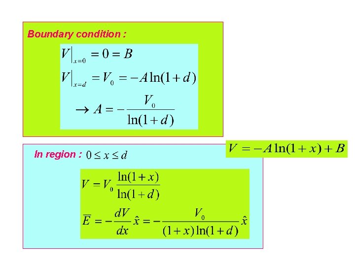 Boundary condition : In region : 