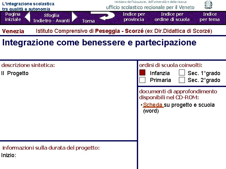 L'integrazione scolastica tra qualità e autonomia Pagina Sfoglia iniziale Indietro - Avanti Venezia Torna