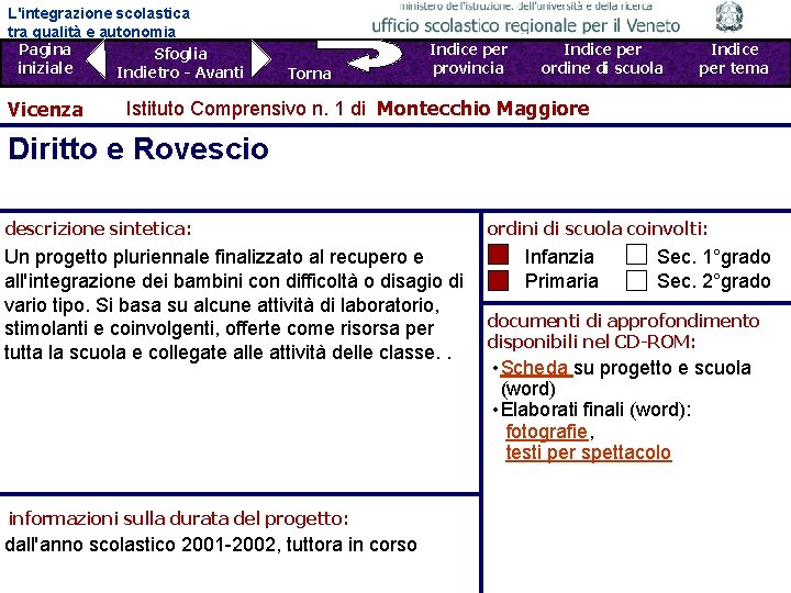 L'integrazione scolastica tra qualità e autonomia Pagina Sfoglia iniziale Indietro - Avanti Vicenza Torna