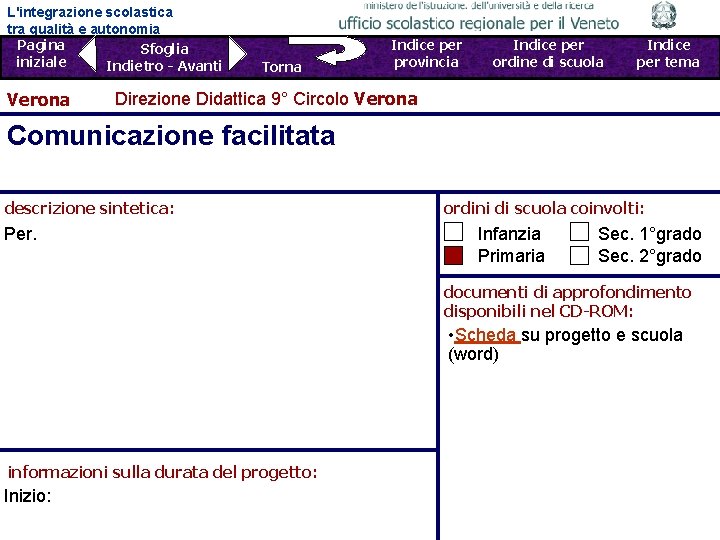 L'integrazione scolastica tra qualità e autonomia Pagina Sfoglia iniziale Indietro - Avanti Verona Torna