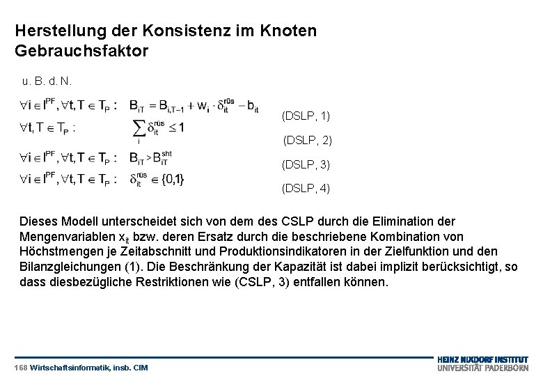 Herstellung der Konsistenz im Knoten Gebrauchsfaktor u. B. d. N. (DSLP, 1) (DSLP, 2)