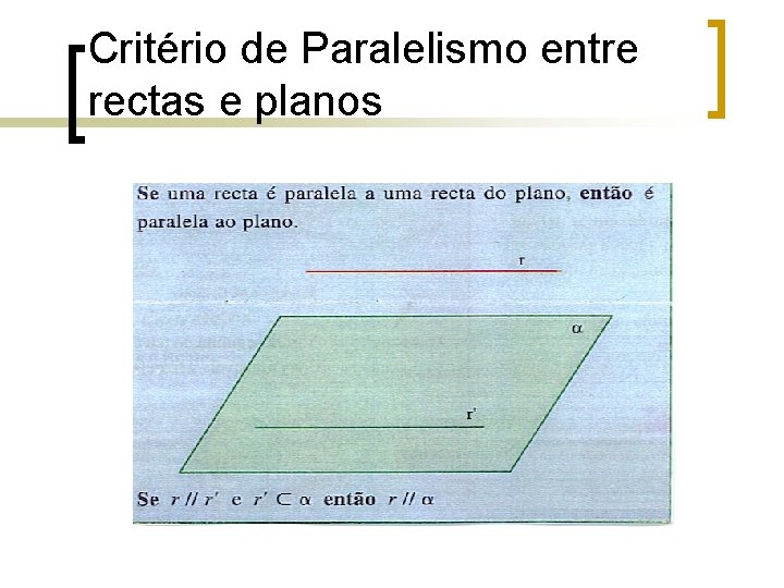 Critério de Paralelismo entre rectas e planos 