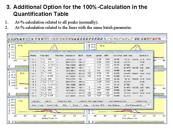 3. Additional Option for the 100%-Calculation in the Quantification Table 1. 2. At-% calculation