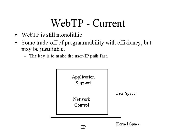 Web. TP - Current • Web. TP is still monolithic • Some trade-off of