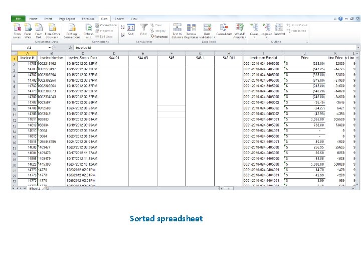 Sorted spreadsheet 