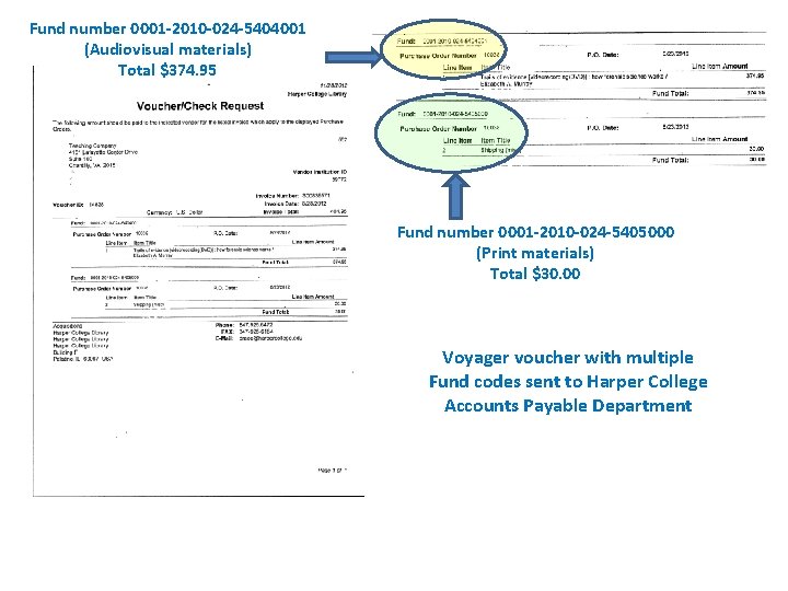 Fund number 0001 -2010 -024 -5404001 (Audiovisual materials) Total $374. 95 Fund number 0001