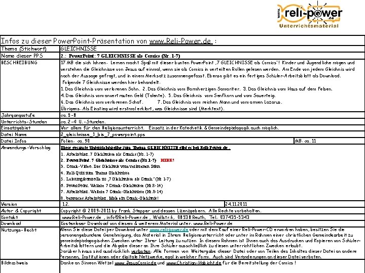 7 GLEICHNISSE als Comics Diese Datei zur Probeansicht