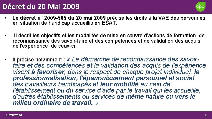 Décret du 20 Mai 2009 • Le décret n° 2009 -565 du 20 mai Décret du 20 Mai 2009 • Le décret n° 2009 -565 du 20 mai