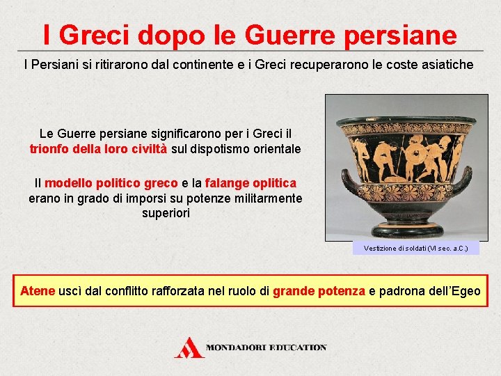 I Greci dopo le Guerre persiane I Persiani si ritirarono dal continente e i