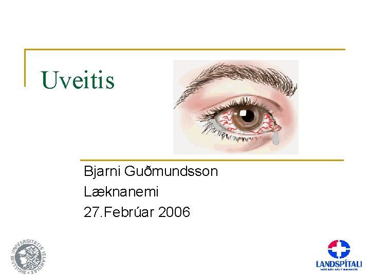 Uveitis Bjarni Guðmundsson Læknanemi 27. Febrúar 2006 