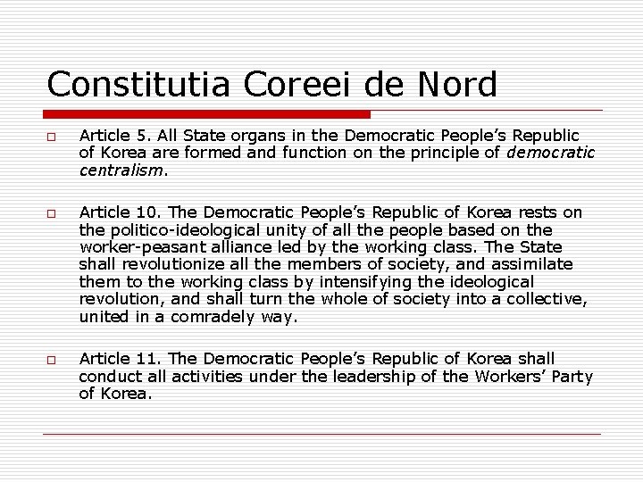 Constitutia Coreei de Nord o o o Article 5. All State organs in the Constitutia Coreei de Nord o o o Article 5. All State organs in the