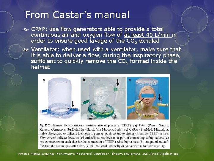 From Castar’s manual CPAP: use flow generators able to provide a total continuous air