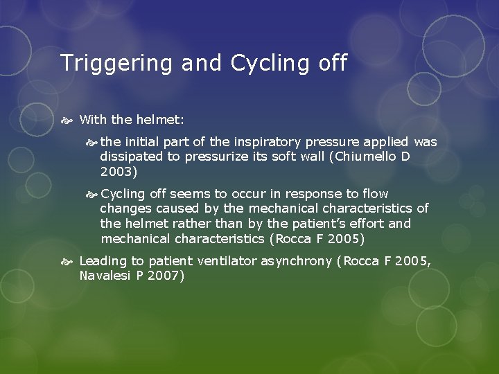 Triggering and Cycling off With the helmet: the initial part of the inspiratory pressure