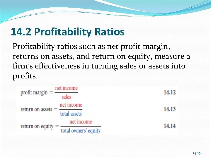 14. 2 Profitability Ratios Profitability ratios such as net profit margin, returns on assets, 14. 2 Profitability Ratios Profitability ratios such as net profit margin, returns on assets,