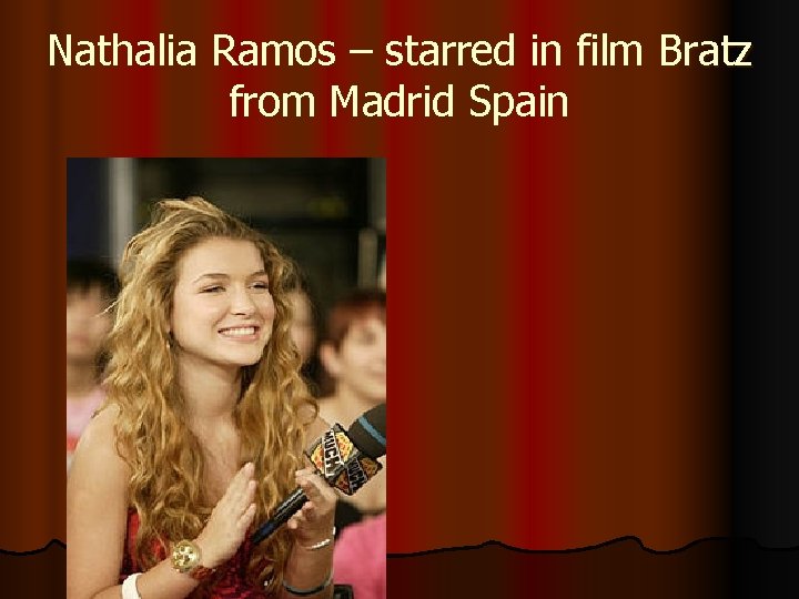 Nathalia Ramos – starred in film Bratz from Madrid Spain 