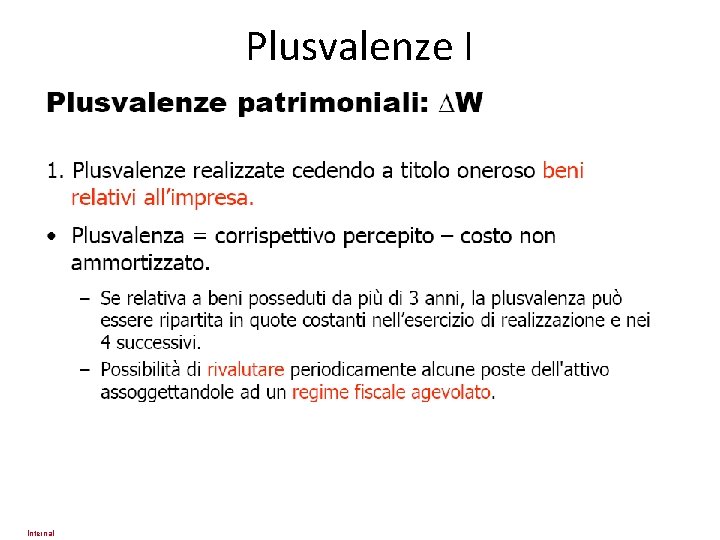 Plusvalenze I Internal 