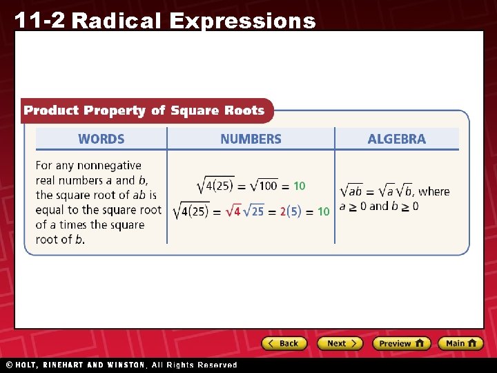 11 -2 Radical Expressions 11 -2 Radical Expressions