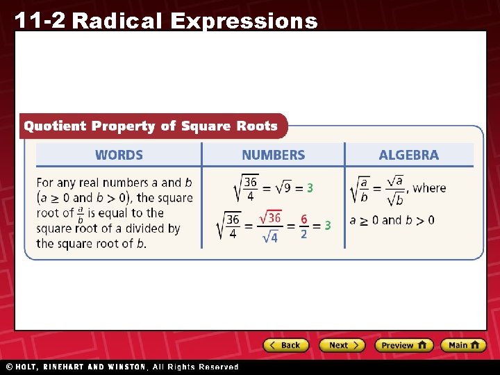 11 -2 Radical Expressions 11 -2 Radical Expressions