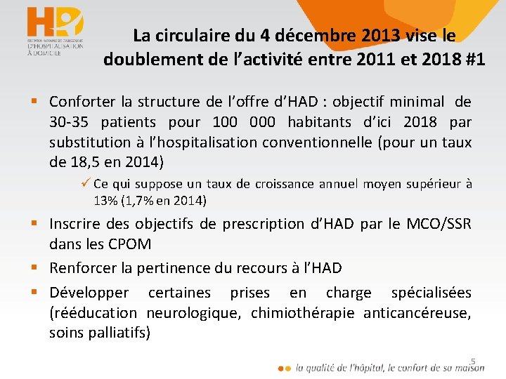 La circulaire du 4 décembre 2013 vise le doublement de l’activité entre 2011 et