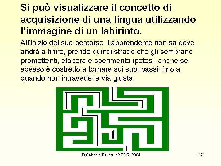 Si può visualizzare il concetto di acquisizione di una lingua utilizzando l’immagine di un