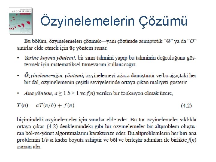 Özyinelemelerin Çözümü 