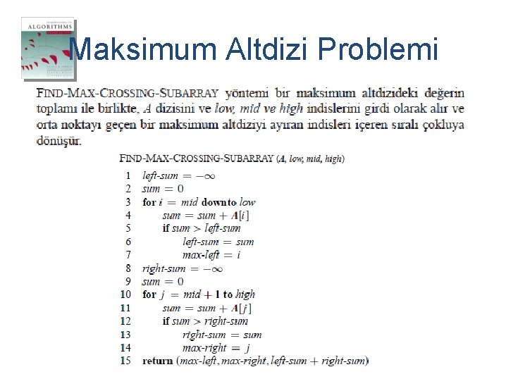 Maksimum Altdizi Problemi 