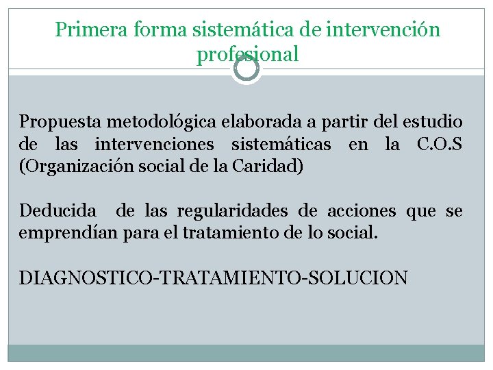 Primera forma sistemática de intervención profesional Propuesta metodológica elaborada a partir del estudio de