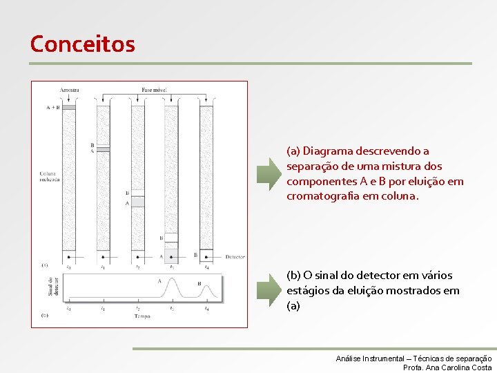 Conceitos (a) Diagrama descrevendo a separação de uma mistura dos componentes A e B