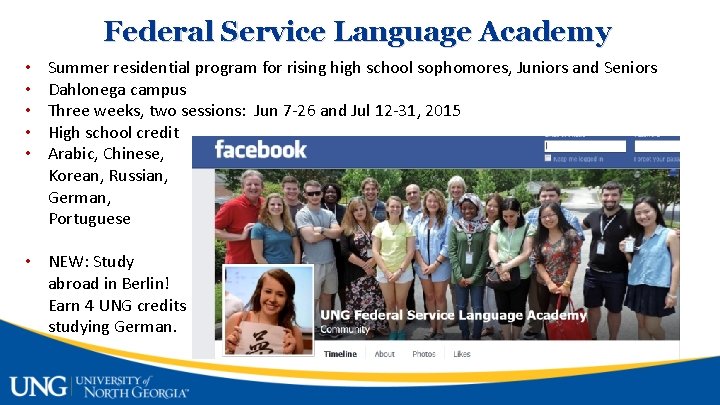 Federal Service Language Academy • • • Summer residential program for rising high school
