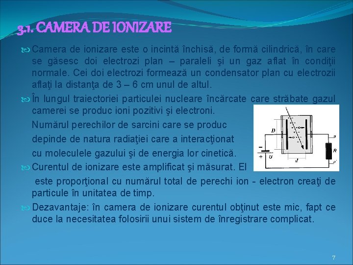 3. 1. CAMERA DE IONIZARE Camera de ionizare este o incintă închisă, de formă