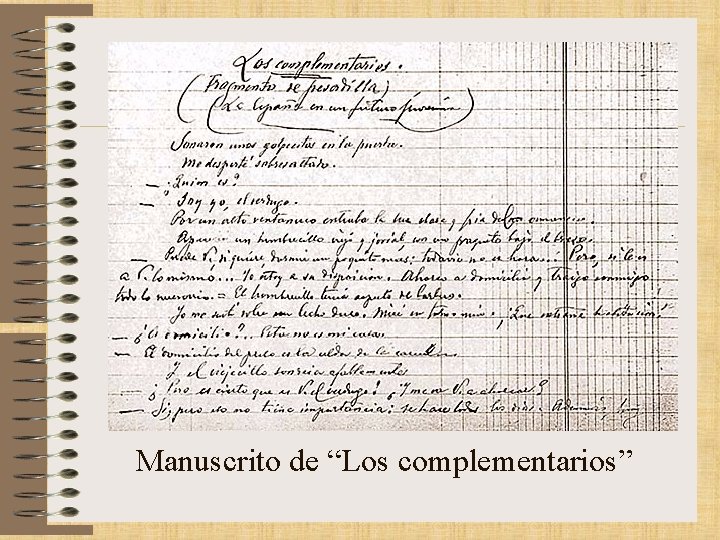 Manuscrito de “Los complementarios” 