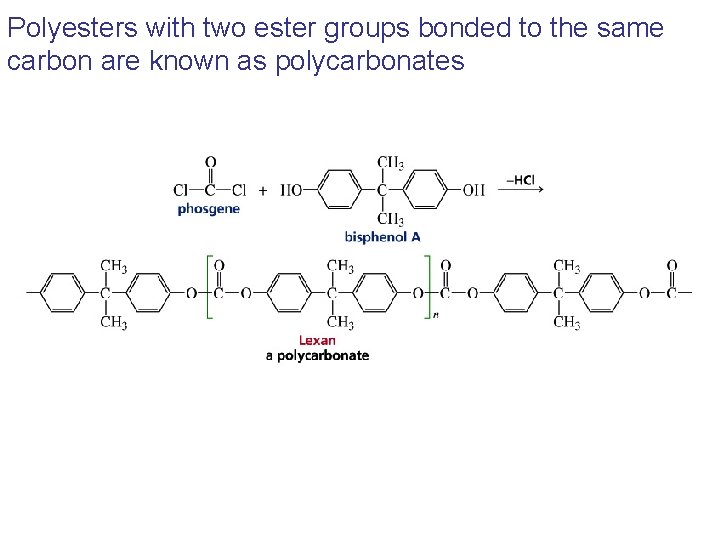 Polyesters with two ester groups bonded to the same carbon are known as polycarbonates