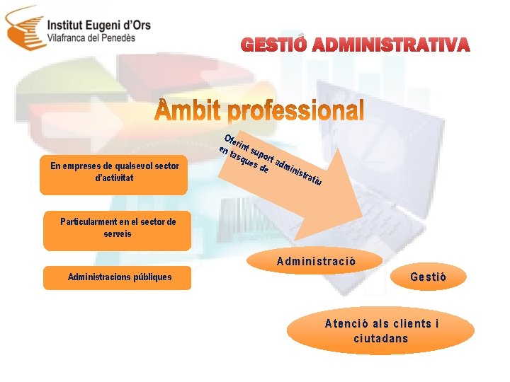 GESTIÓ ADMINISTRATIVA En empreses de qualsevol sector d’activitat Ofe r en int su tas