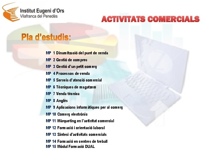 ACTIVITATS COMERCIALS MP 1 Dinamització del punt de venda MP 2 Gestió de compres