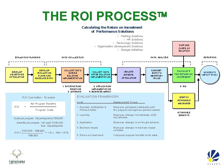 THE ROI PROCESS Calculating the Return on Investment of Performance Solutions Training Solutions Ø