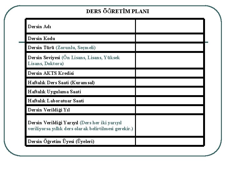 DERS ÖĞRETİM PLANI Dersin Adı Dersin Kodu Dersin Türü (Zorunlu, Seçmeli) Dersin Seviyesi (Ön