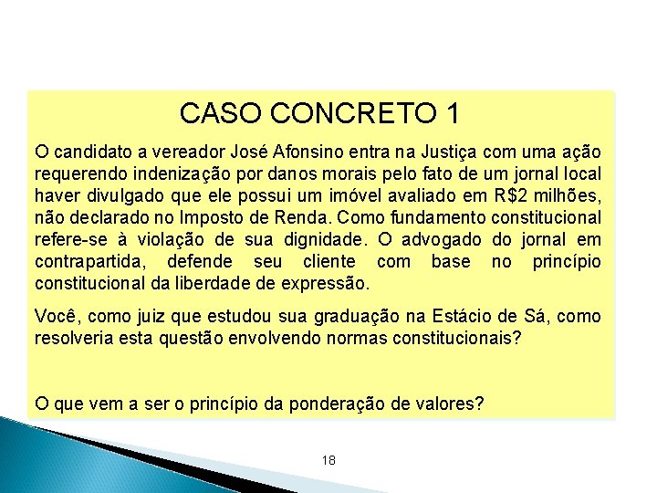 CASO CONCRETO 1 O candidato a vereador José Afonsino entra na Justiça com uma CASO CONCRETO 1 O candidato a vereador José Afonsino entra na Justiça com uma
