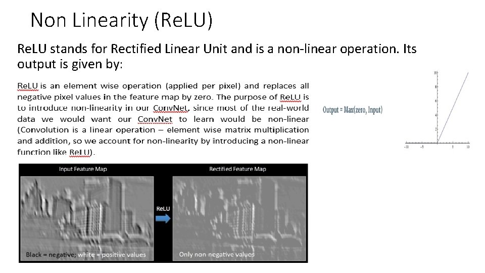 Non Linearity (Re. LU) Re. LU stands for Rectified Linear Unit and is a